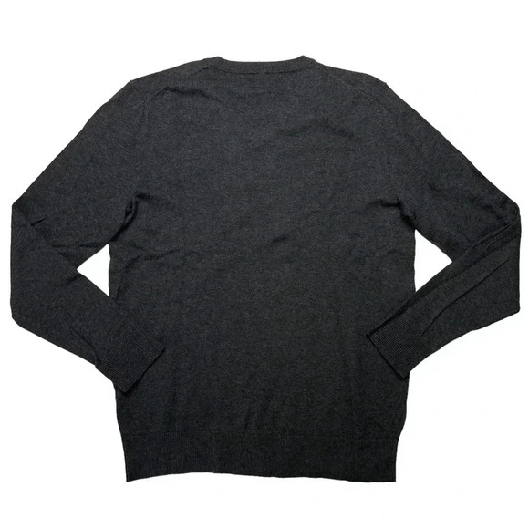 Alfani Solid Table Cotton Blend Dark Grey V-Neck Classic Fit Mens Sweater - Picture 10 of 10